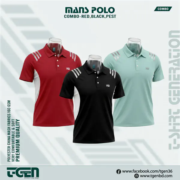 Mash Polo 3 Pcs Combo - Red_Black_Pest