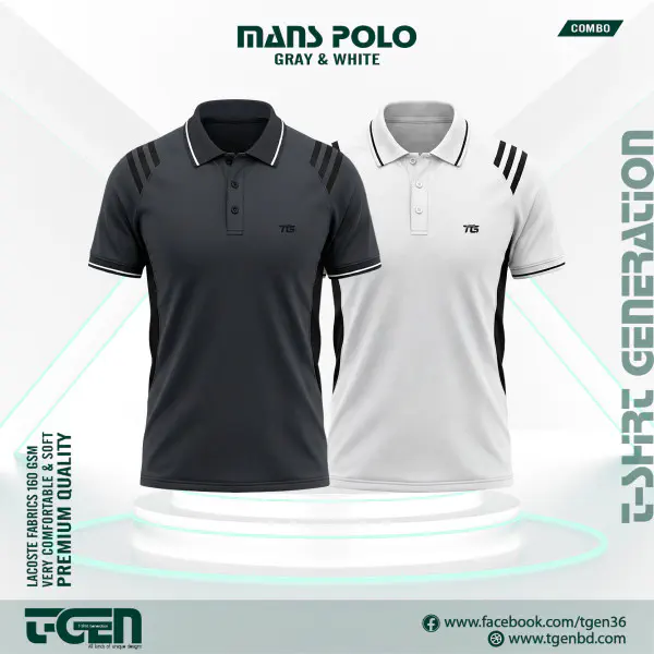 Lacoste Polo 2 Pcs Combo - Gray_White