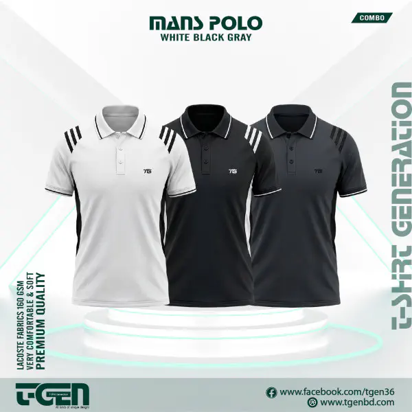 Lacoste Polo 3 Pcs Combo - White_Black_Gray
