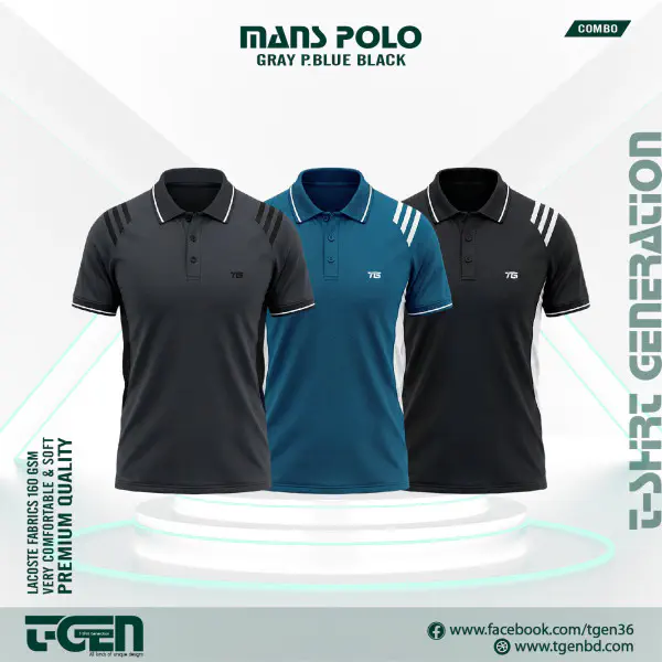Lacoste Polo 3 Pcs Combo - Gray_Petrol_Black