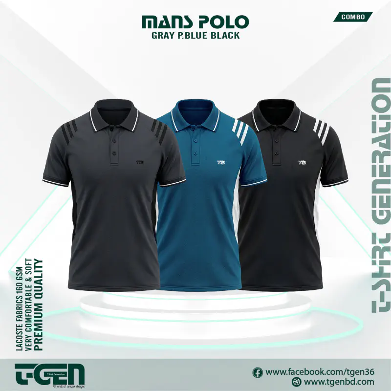 Lacoste Polo 3 Pcs Combo - Gray_Petrol_Black