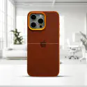 Premium Vegan leather With Camera Metal Bumper Case For iPhone 15 To 16 Pro Max