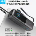 Anker Laptop Power Bank 25K mAh 165W, Built-In and Retractable Cables with Smart Display (A1695).