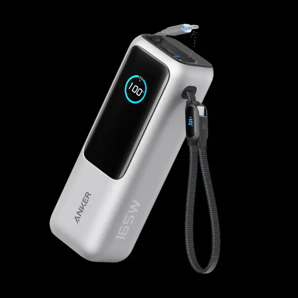Anker Laptop Power Bank 25K mAh 165W, Built-In and Retractable Cables with Smart Display (A1695).