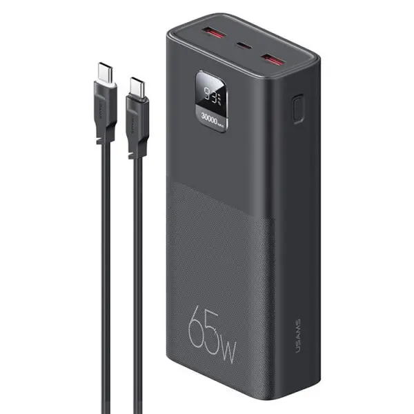 USAMS-AT 65W Yattu Series Fast Charging Kit 30000mAh Power Bank with PD 100W Type-C to Type-C Cable.
