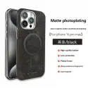 Suitable Plain Leather Electroplating Magnetic Wireless Charging Case For iPhone 