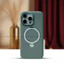 Luxury Leather Magnetic Wireless Charging Supported Metal Ring Stand Case For Iphone  16 To 16 Pro Max
