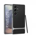 GKK Electroplating Leather Straw Mat Pattern Case For Samsung Galaxy Ultra Series  