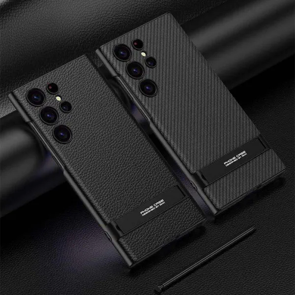 Hard PC Soft TPU Leather Cover with 360° Kickstand Holder For Samsung Galaxy 