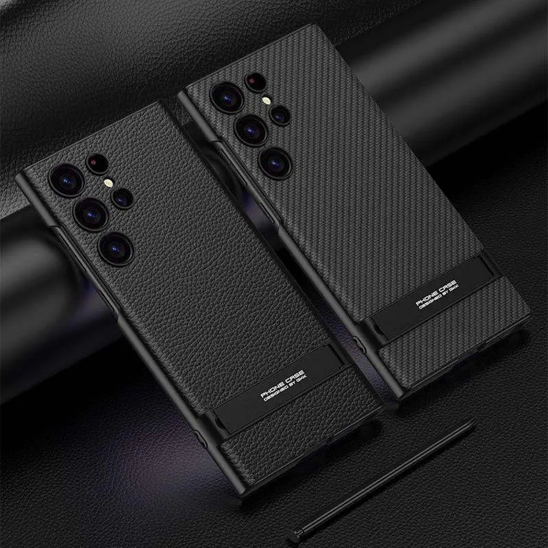 Hard PC Soft TPU Leather Cover with 360° Kickstand Holder For Samsung Galaxy 