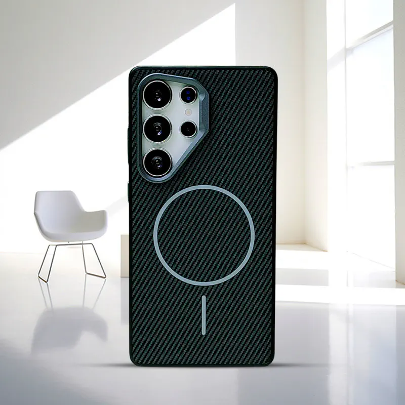 Luxury Slim Matte Carbon Fiber Cases for Samsung Galaxy Ultra Magsafe Wireless Charging PC Cover