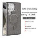 New Electroplating PU Leather Magnetic Case For Samsung S23 S24 S25 Ultra Wireless Charging Protective Cover