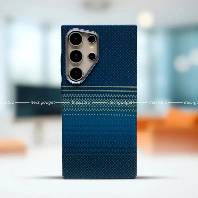 Metal Camera Frame Carbon Fiber Pattern Magnetic Case for Samsung Galaxy Ultra Series 