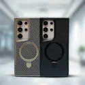 GScase Shockproof Carbon Fiber Pattern Case with Invisible Bracket Magsafe Supported For Samsung Galaxy Ultra Series