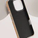 Luxury Business Plating Frame Leather Magnetic Wireless Charger Case for iPhone