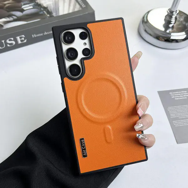 High Quality Hot Contrast Colors Leather Magnetic Charging Mobile Phone Case for Samsung Ultra Series