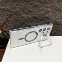 Anti Yellow Crystal Clear Camera Stand Windows Protective Case For Samsung Galaxy