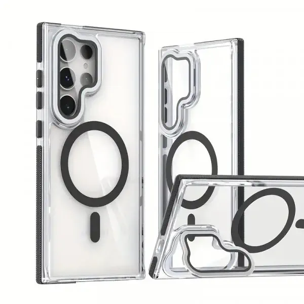 Anti Yellow Crystal Clear Camera Stand Windows Protective Case For Samsung Galaxy