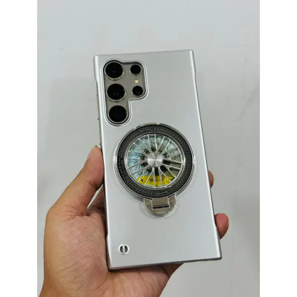 Luxury Frameless Alloy Wheel Design Shockproof Case with Ring Stand For Samsung Galaxy