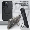 Luxury Carbon Fiber Kickstand Magsafe Case For Iphone 12 To  16 Pro Max