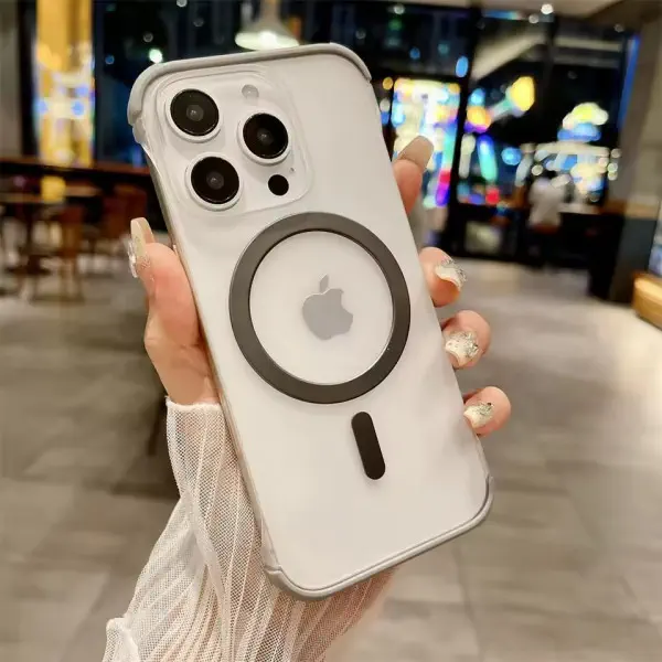 Luxury Frameless Slim Heat Radiation Airbag Bumper Matte Magsafe Supported Case for iPhone
