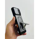 Premium Camera Lens Protector Mag Armor Slide Shield Magnetic Kickstand Case For iPhone