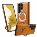Premium Look Magnetic PU Leather Ring Stand Case  For Samsung Galaxy