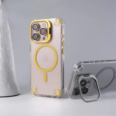 Transparent Acrylic Airbag Anti-knock Flip Camera Stand Holder Magsafe Case For iPhone