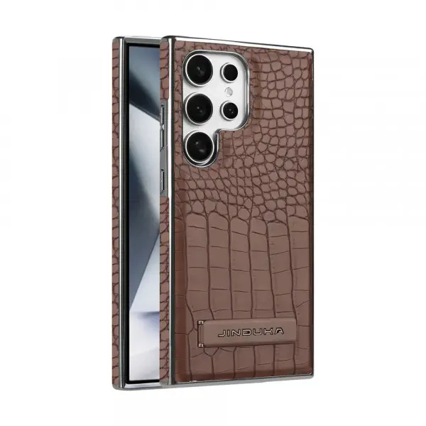Crocodile leather magnetic charging suitable Kickstad Case For Samsung Galaxy  S25 Ultra  S24 Ultra  S23 Ultra