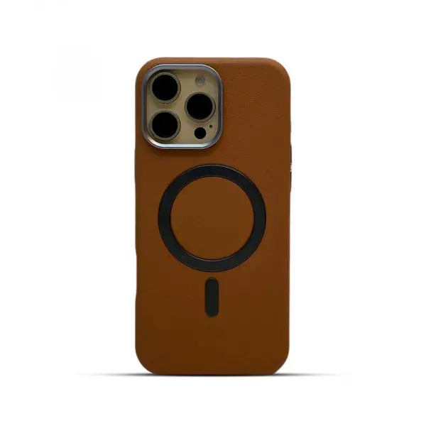 Metal Camera Frame Strong Magnetic PU Leather Case For iPhone 