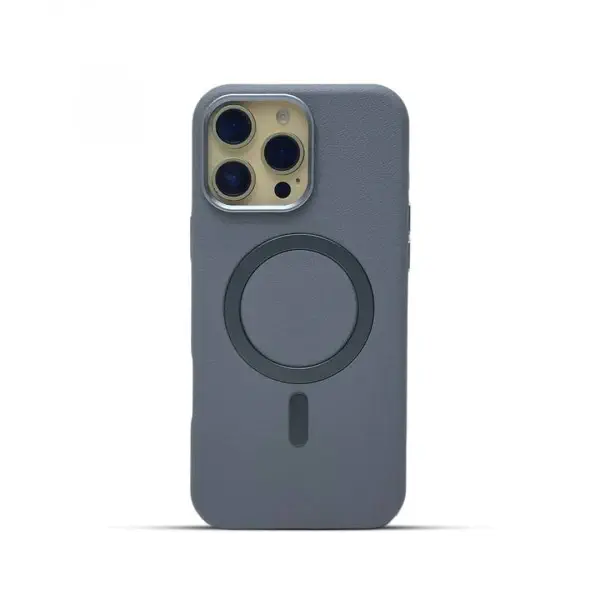 Metal Camera Frame Strong Magnetic PU Leather Case For iPhone 