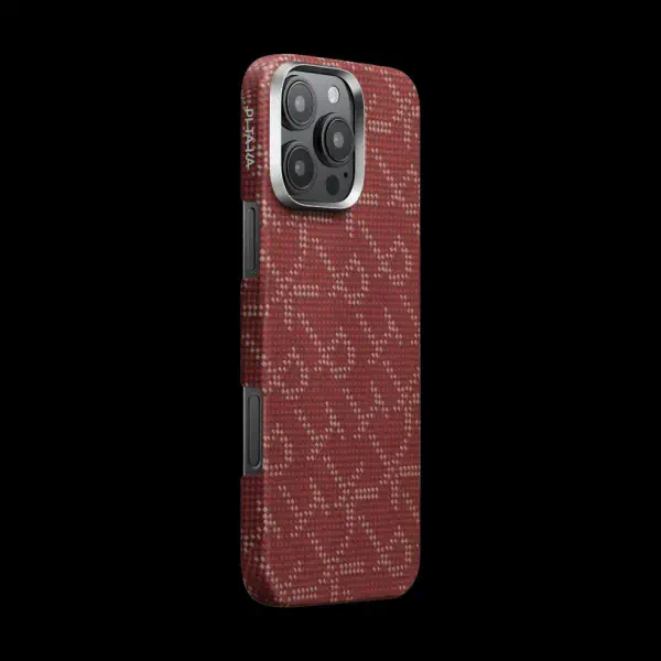 Pitaka Gold Red Classic Monogram Tactile Woven Case for iPhone 16 Pro & 16 Pro Max