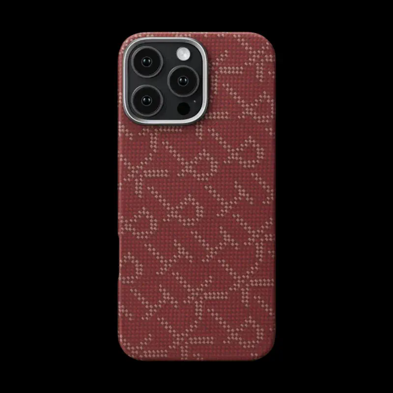 Pitaka Gold Red Classic Monogram Tactile Woven Case for iPhone 16 Pro & 16 Pro Max