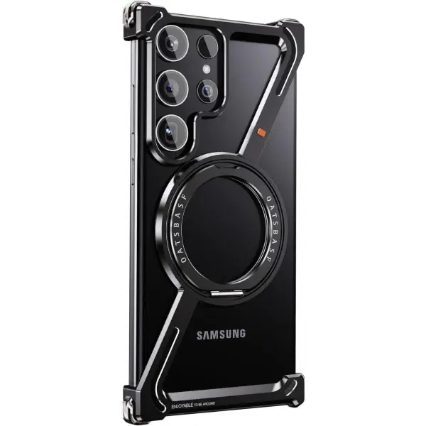 Metal Z Shape Frameless Design Bumper 360° Rotation Kickstand Aluminum Case For Samsung Galaxy 