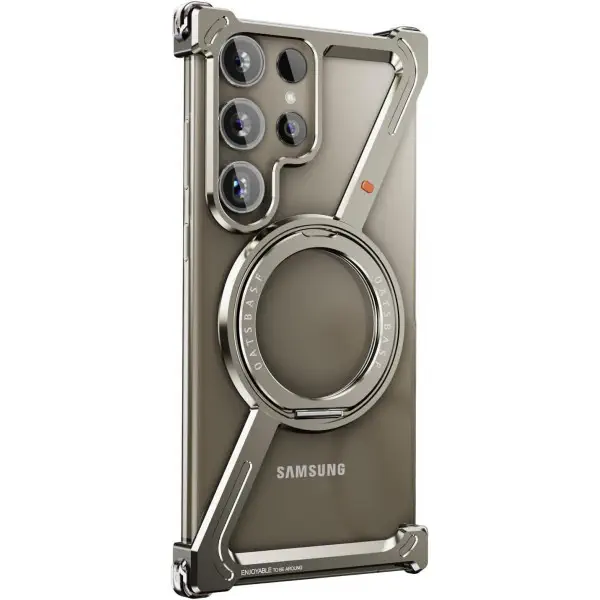 Metal Z Shape Frameless Design Bumper 360° Rotation Kickstand Aluminum Case For Samsung Galaxy 