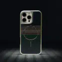 Business Carbon Fiber Striped Electroplated Silver Magnetic Case For iPhone