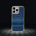 Business Carbon Fiber Striped Electroplated Silver Magnetic Case For iPhone