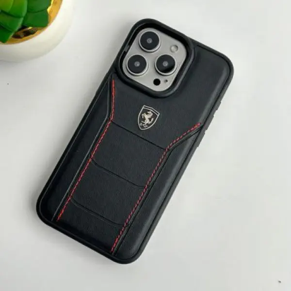 Premium Scuderia Ferrari Leather and Ferrari Prancing Horse Logo Case For Iphone
