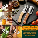 2 Pcs Multifunctional Vegetable Peeler Set with Wooden Handle