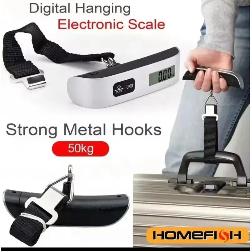 50KG Portable Digital Luggage Scale with Hook & LCD Display