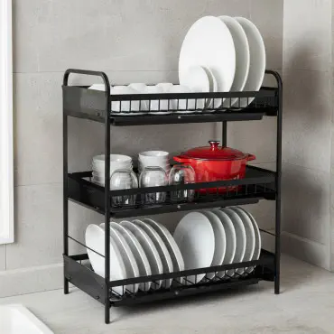  3-Layer Dish Drying Rack – Strong Metal Kitchen Organizer