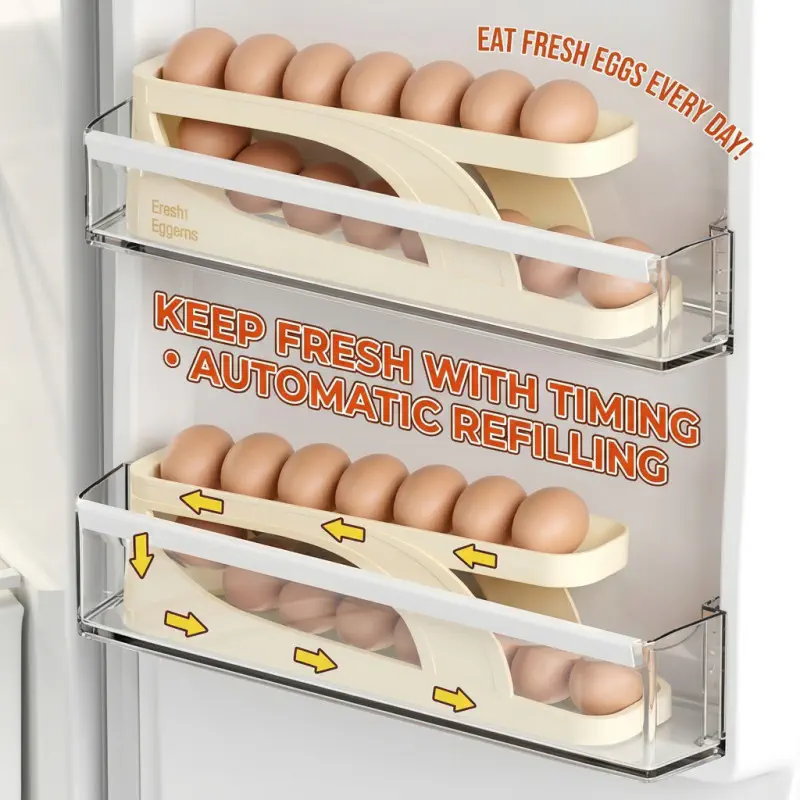 Double Layer Automatic Roll Down Egg Rack Holder