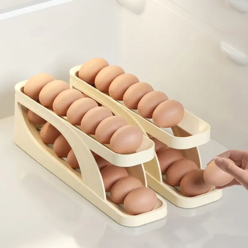 Double Layer Automatic Roll Down Egg Rack Holder