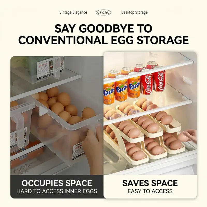 Double Layer Automatic Roll Down Egg Rack Holder