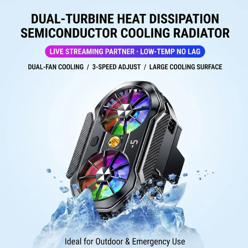 FS06 RGB Dual Turbo Mobile Cooler Gaming Semiconductor Phone Cooling Fan