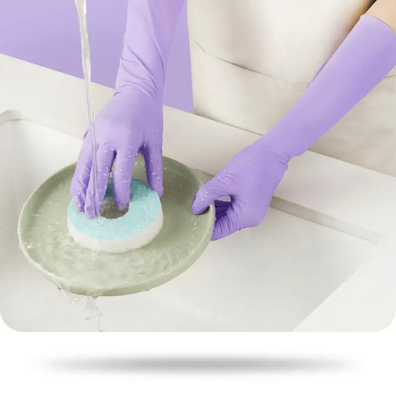 12-Inch Dishwashing Nitrile Gloves – Waterproof Kitchen Cleaning Gloves