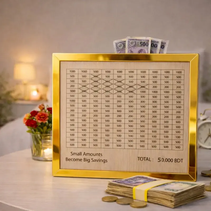 Premium Wooden Money Saving Big Box (150,000 Taka Target) – Smart Piggy Bank