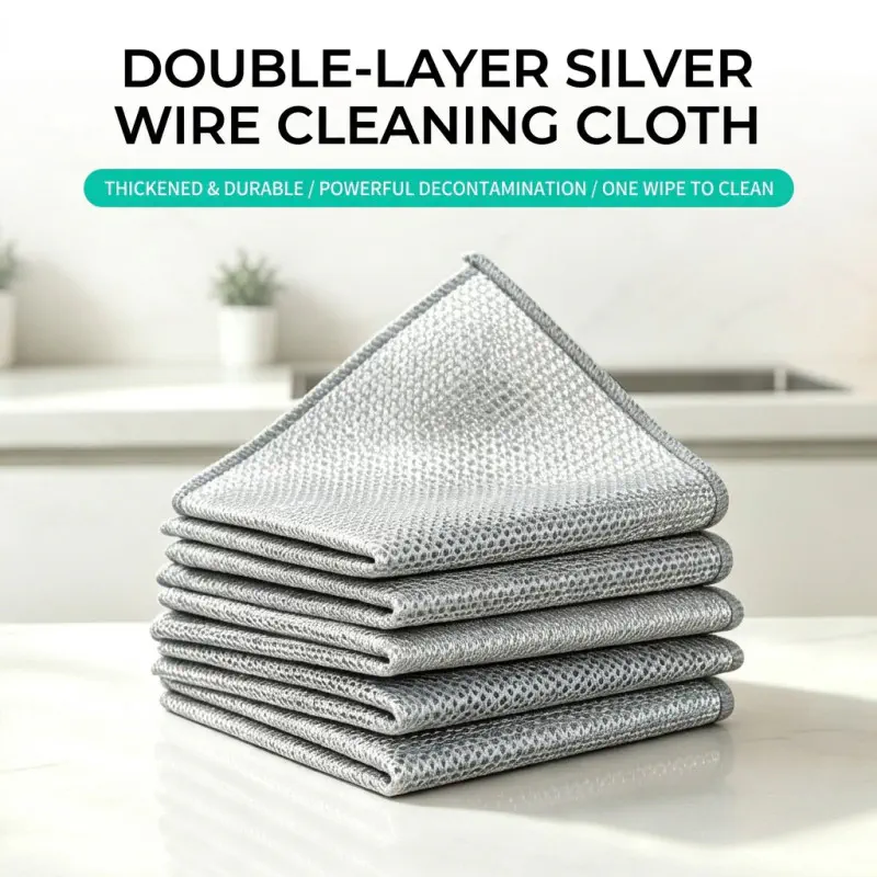 Silver Wire Cleaning Cloth, Steel Wire Dishwashing Cloth, Special Metal Wire Stain Removal Cleaning Cloth