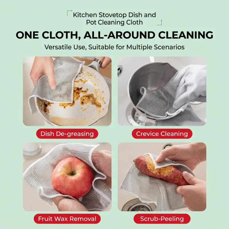 Silver Wire Cleaning Cloth, Steel Wire Dishwashing Cloth, Special Metal Wire Stain Removal Cleaning Cloth