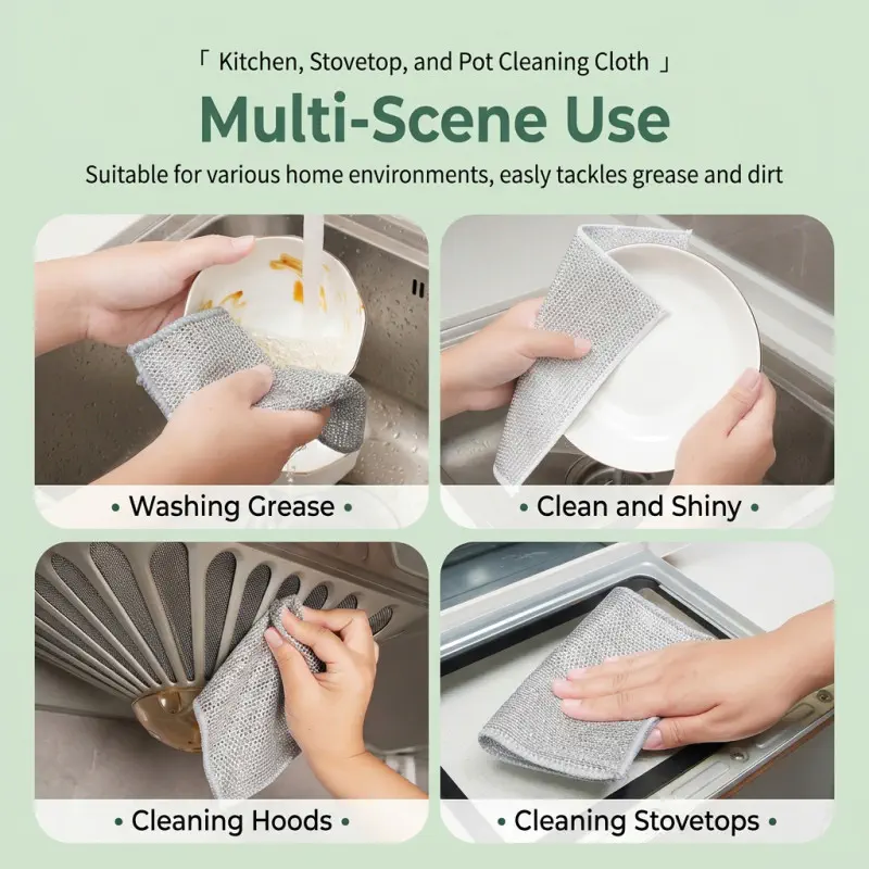 Silver Wire Cleaning Cloth, Steel Wire Dishwashing Cloth, Special Metal Wire Stain Removal Cleaning Cloth